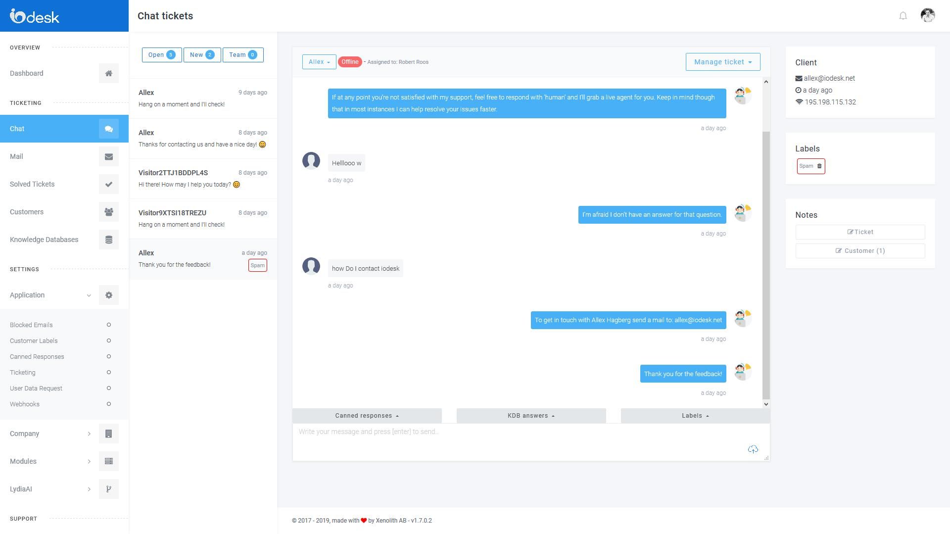 IOdesk Chatt med Lydia AI